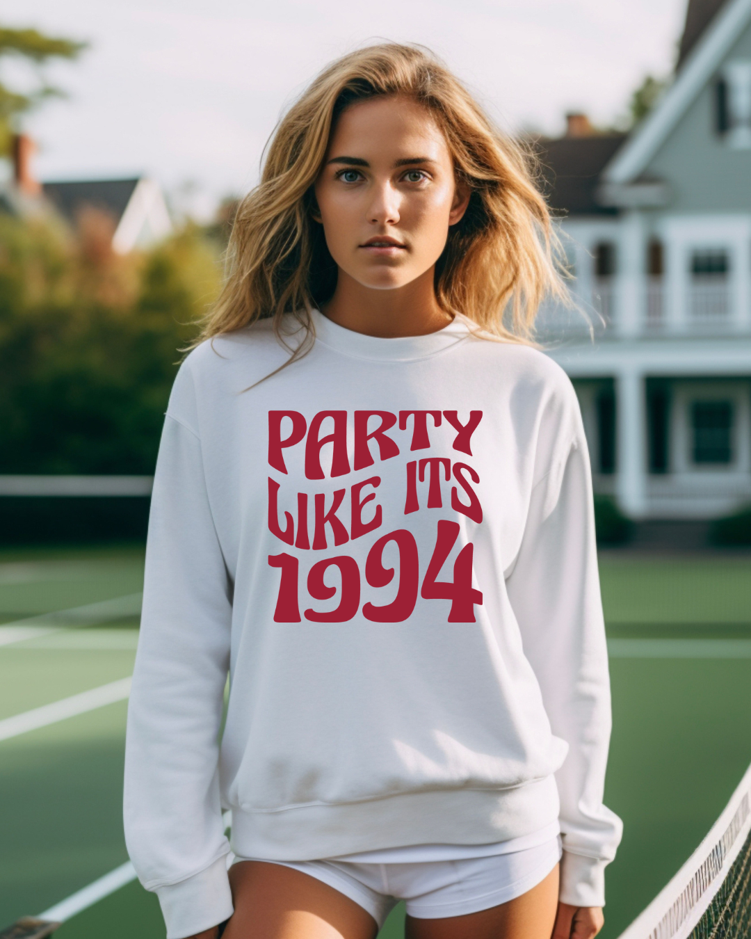 Party Like It's 1994 Arkansas Basketball Adult Crewneck Pullover (RED)