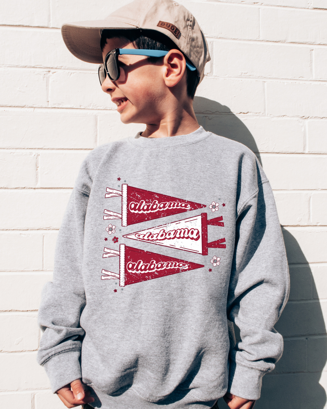 Alabama Pennants Distressed Youth Crewneck Pullover