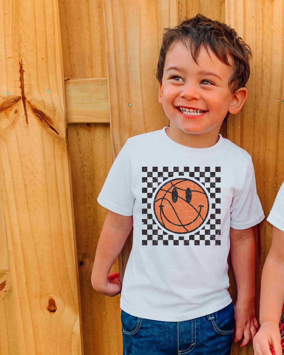 Checkered Distressed Basketball Youth Tee