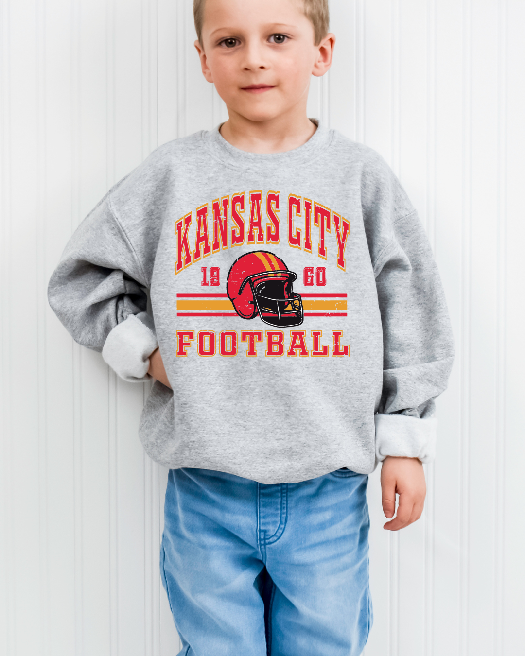Retro Kansas City Football Chiefs Youth Graphic Sweatshirt