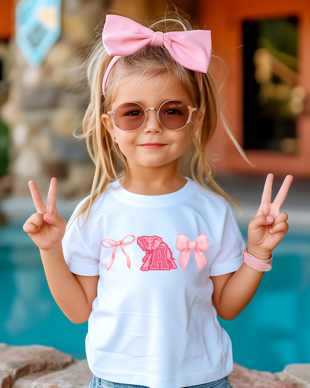 Pink Alabama Bows Youth Graphic Tee
