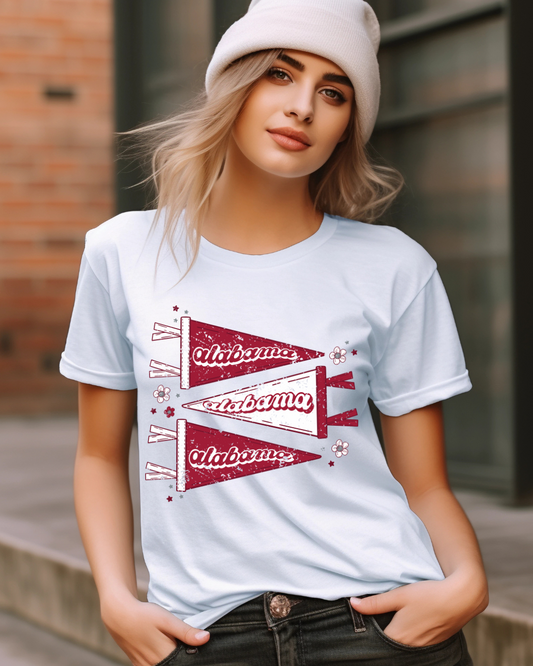 Alabama Pennants Distressed Adult Tee