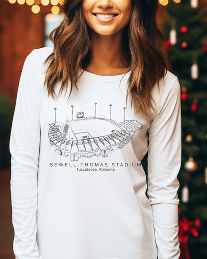 Sewell - Thomas Baseball Stadium Alabama Adult Long Sleeve Tee (Black)