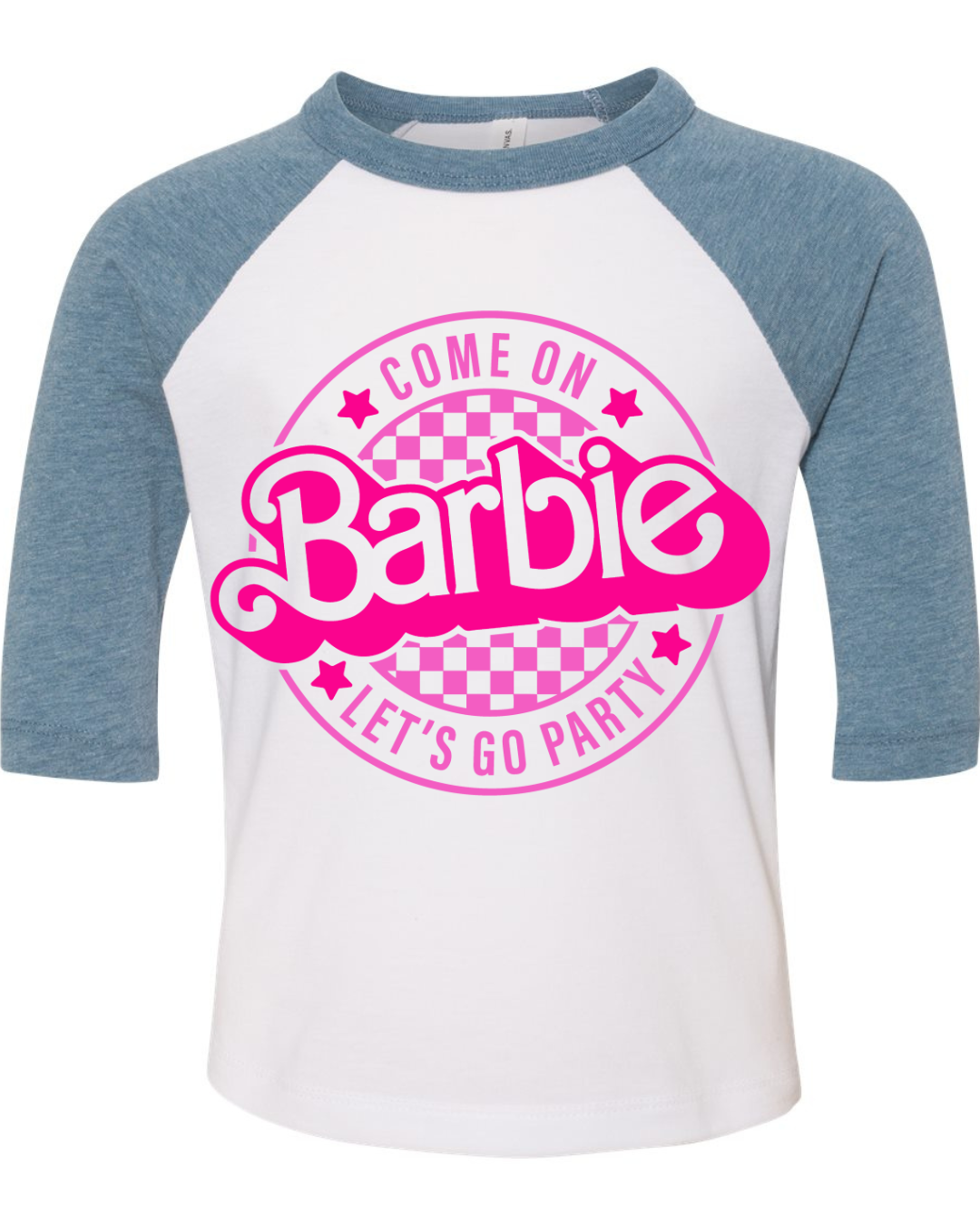 Barbie Lets Go Party Logo (Pink) Three Quarter Sleeve Toddler Tee
