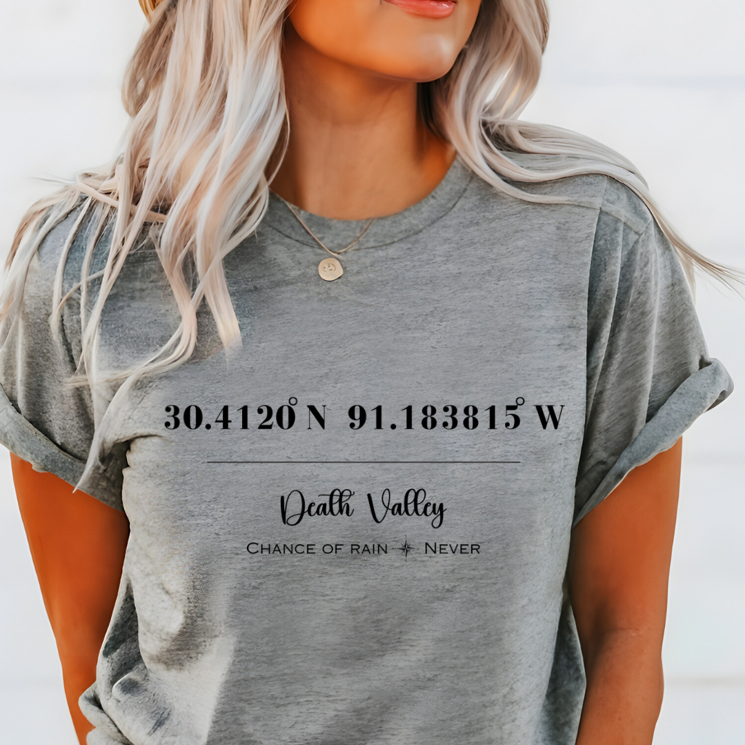 Death Valley LSU Tiger Stadium Coordinates Louisiana Football Adult Tee (Black)