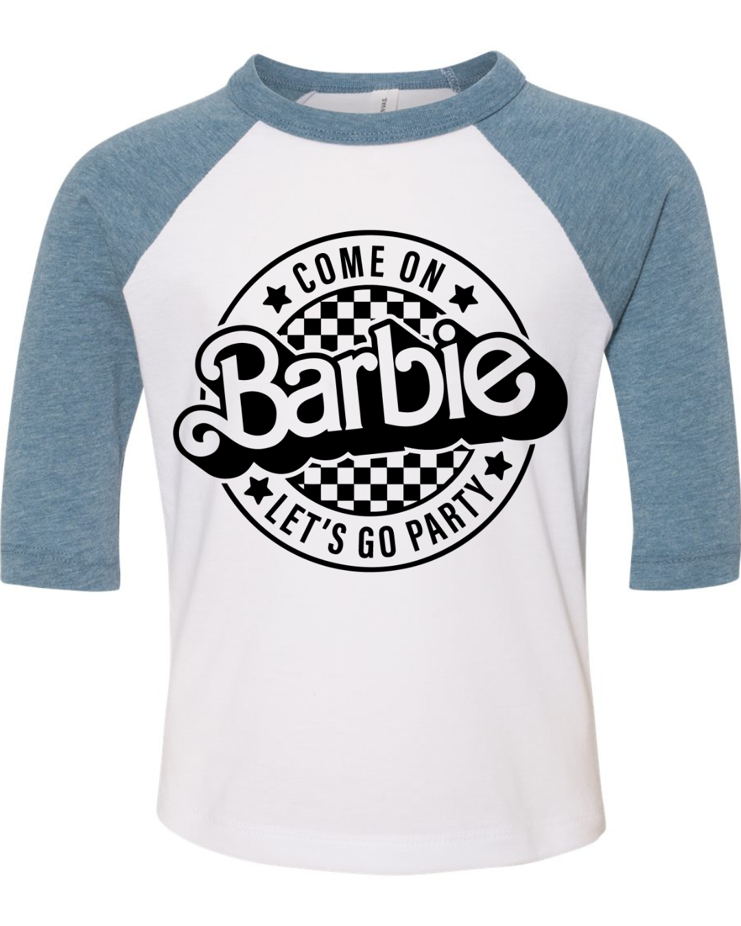 Barbie Lets Go Party Logo (Black) Three Quarter Sleeve Toddler Tee