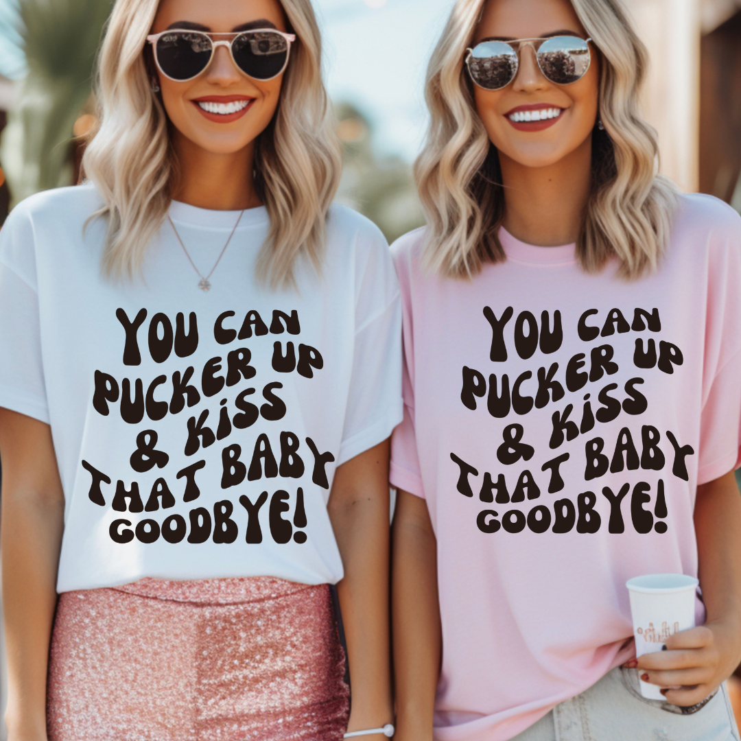 Pucker Up and Kiss that Baby Goodbye Tigers Louisiana Baseball Adult Tee (Black)