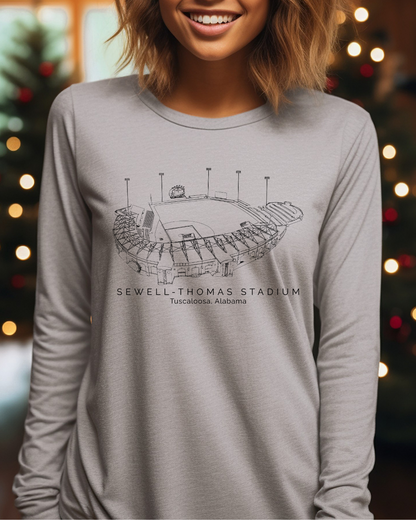 Sewell - Thomas Baseball Stadium Alabama Adult Long Sleeve Tee (Black)