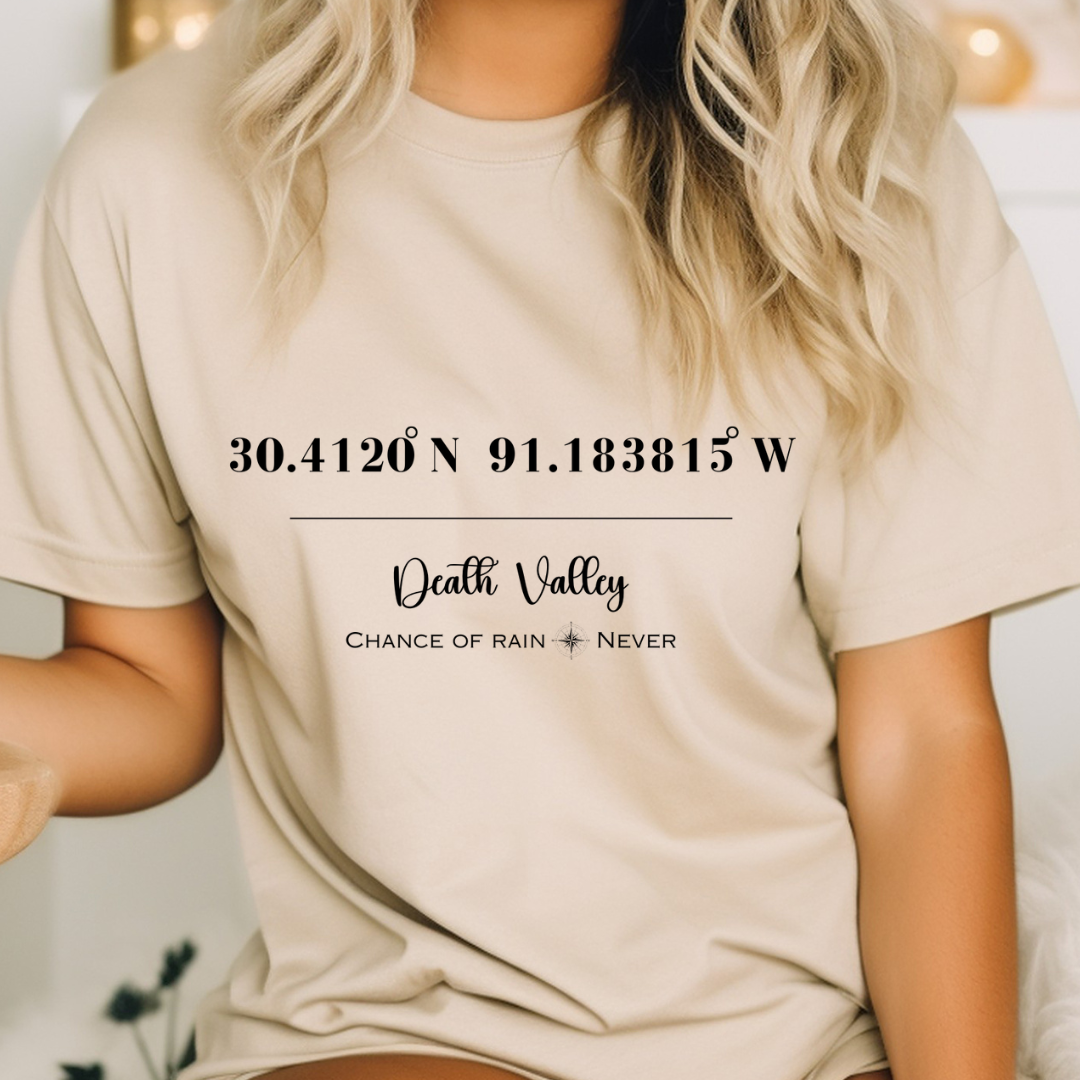 Death Valley LSU Tiger Stadium Coordinates Louisiana Football Adult Tee (Black)