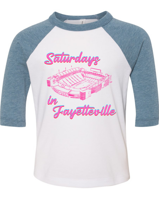 Saturdays in Fayetteville Three Quarter Sleeve Toddler Tee