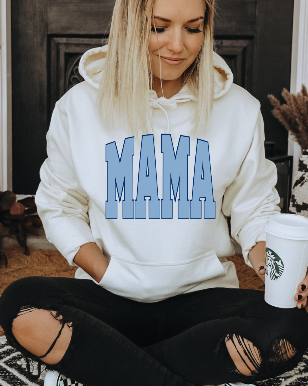 Varsity Mama Adult Graphic Hoodie (Blue)