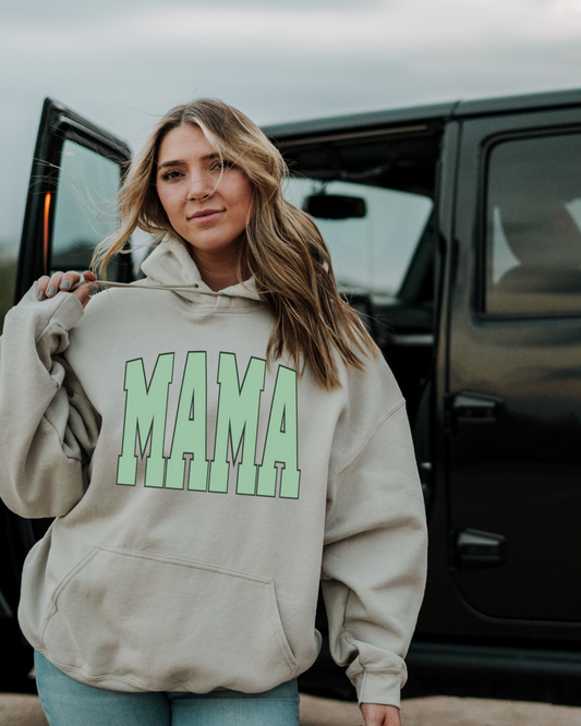Varsity Mama Adult Graphic Hoodie (Green)