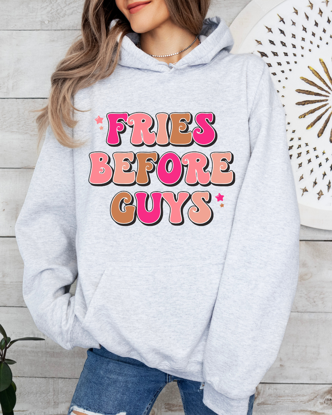 Colorful Fries Before Guys Valentines Adult Hoodie