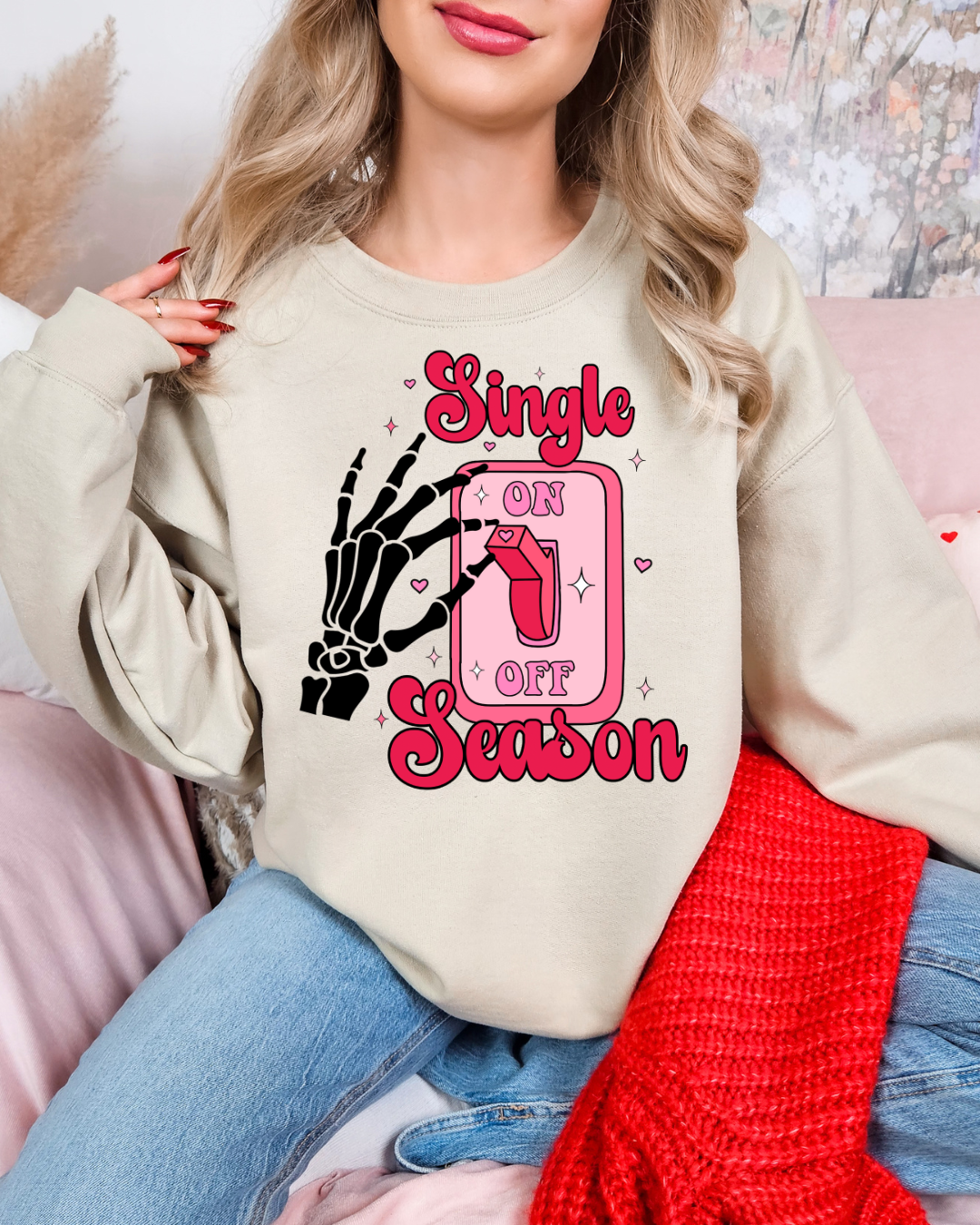 Single Season ON Valentines Adult Crewneck Pullover