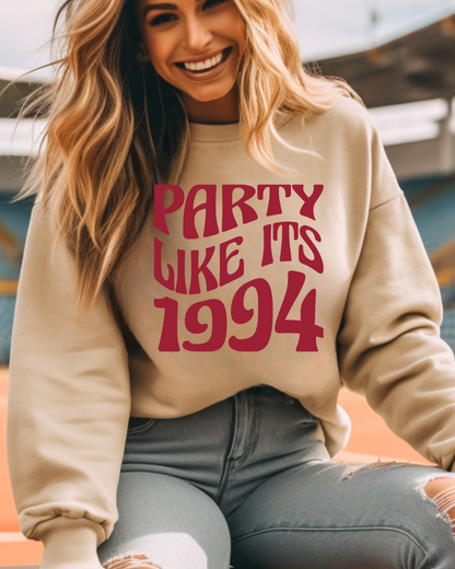 Party Like It's 1994 Arkansas Basketball Adult Crewneck Pullover (RED)