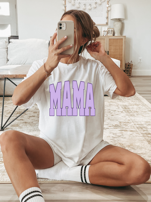 Varsity Mama Adult Graphic Tee (Purple)