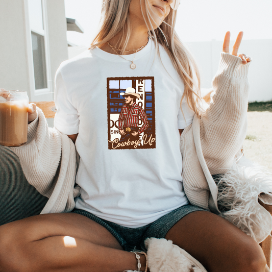 Cowboy Up Western Adult Graphic Tee