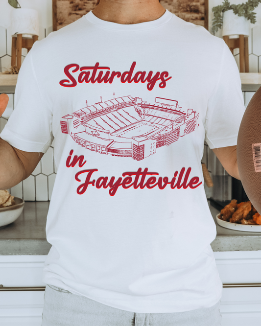 Saturday's In Fayetteville Arkansas Adult Graphic Tee (RED)