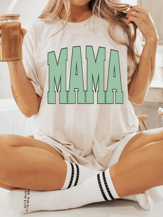 Varsity Mama Adult Graphic Tee (Green)