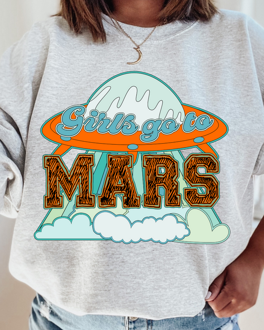 Girls Go To Mars Valentines Adult Crewneck Pullover