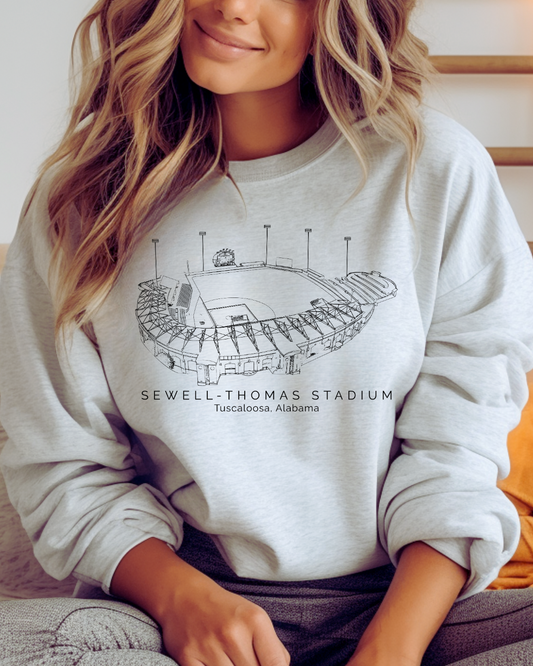Sewell - Thomas Baseball Stadium Alabama Adult Crewneck Pullover (Black)