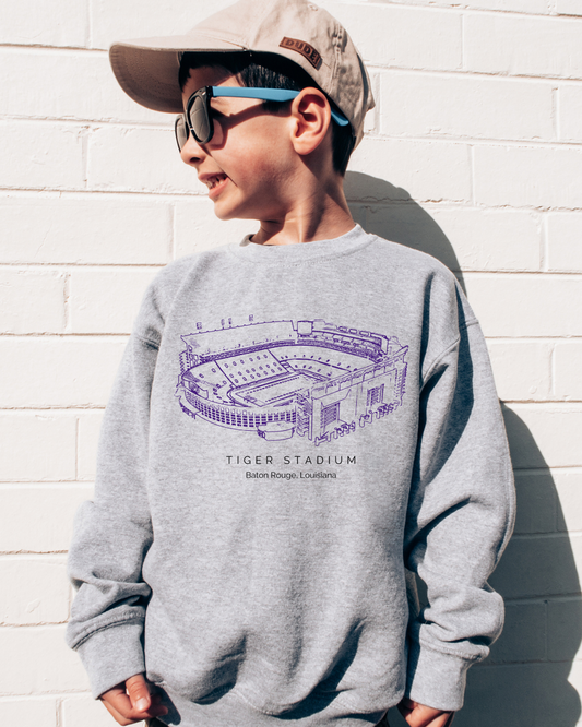 Tiger LSU Stadium Youth Crewneck Pullover