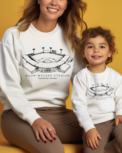 Baum-Walker Arkansas Razorback Stadium Youth Crewneck Pullover (Black)