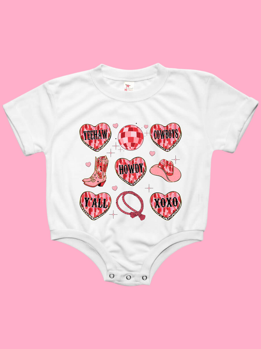 Howdy Valentines Baby Bubble Romper