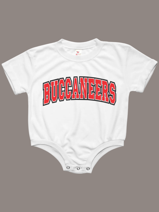 Varsity Tampa Bay Buccaneers Baby Bubble Tee Shirt Romper