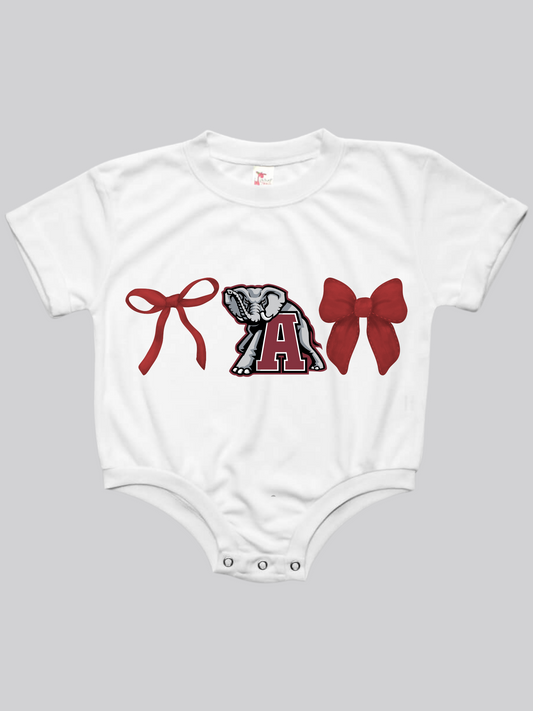 Alabama Bows Baby Bubble Tee Shirt Romper