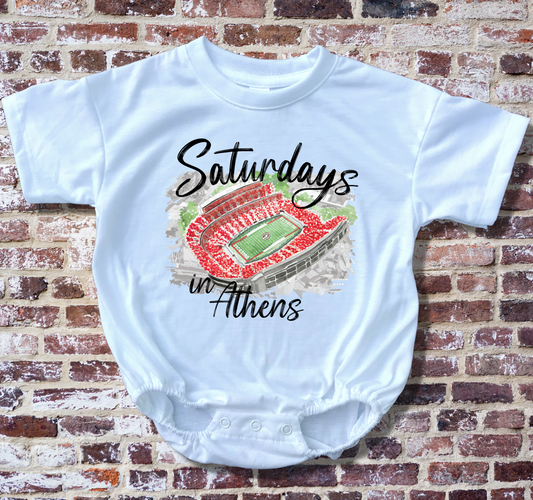 Saturdays In Athens Baby Bubble Tee Shirt Romper