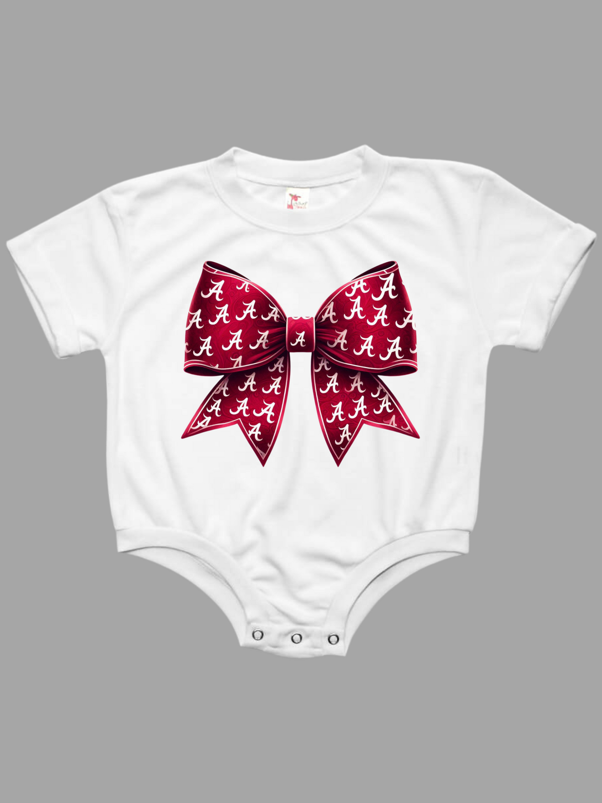 Alabama A Croquette Bow Baby Bubble Tee Shirt Romper