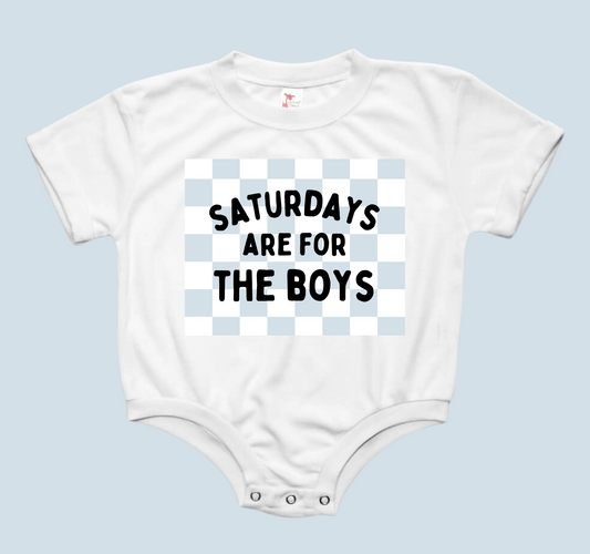 Saturdays Are For The Boys Baby Bubble Tee Shirt Romper