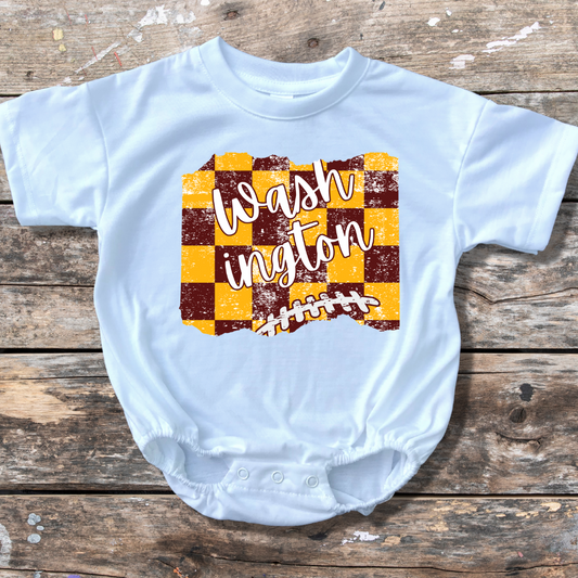 Washington Football Checkered Commanders Baby Bubble Romper