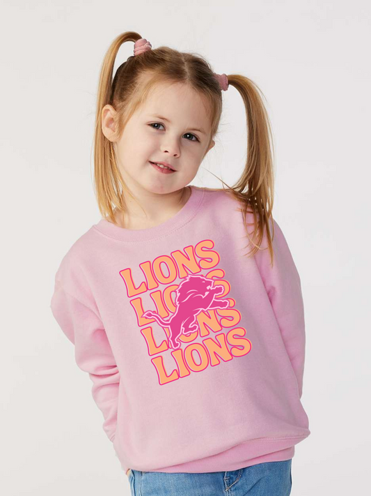 Pink and Orange Detroit Lions Youth Graphic Sweatshirt