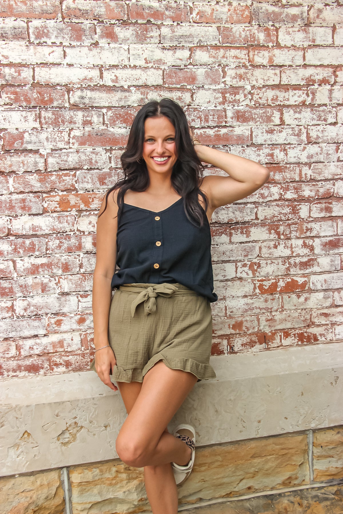 Olive Paper Bag Shorts