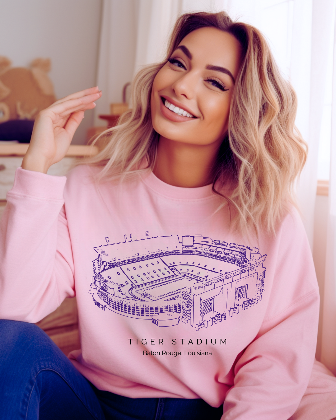 Tiger Stadium LSU Adult Crewneck Pullover