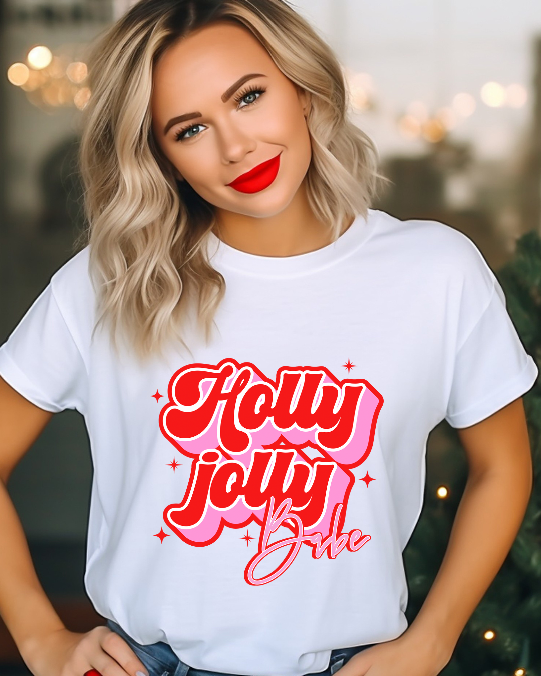 Holly Jolly Babe Christmas Adult Tee