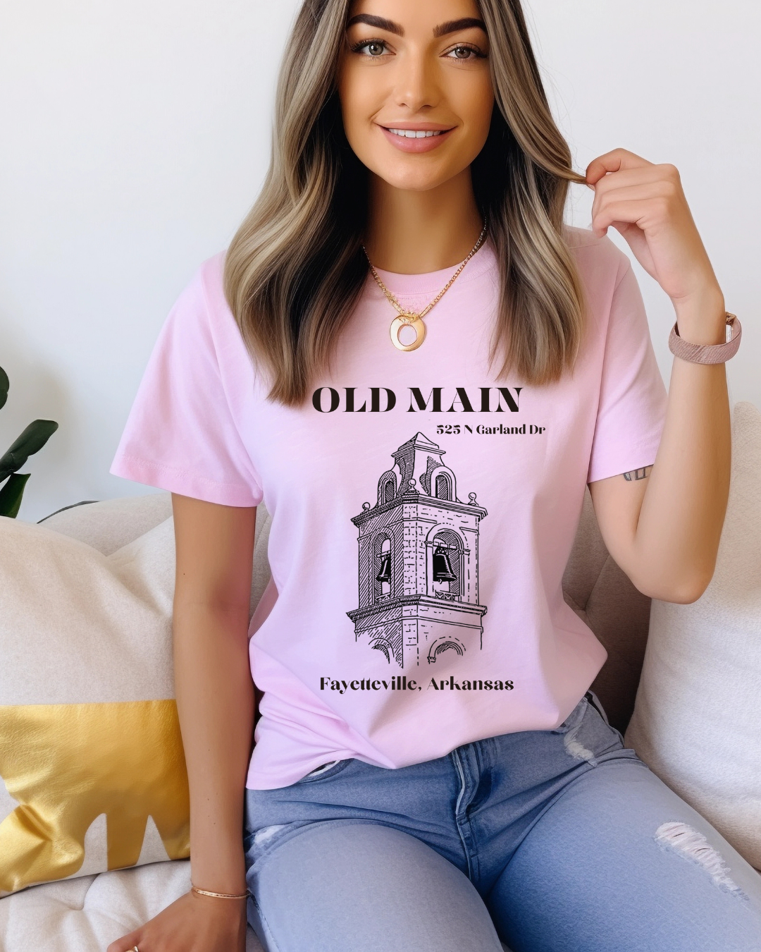 Black Old Main Adult Arkansas Tee