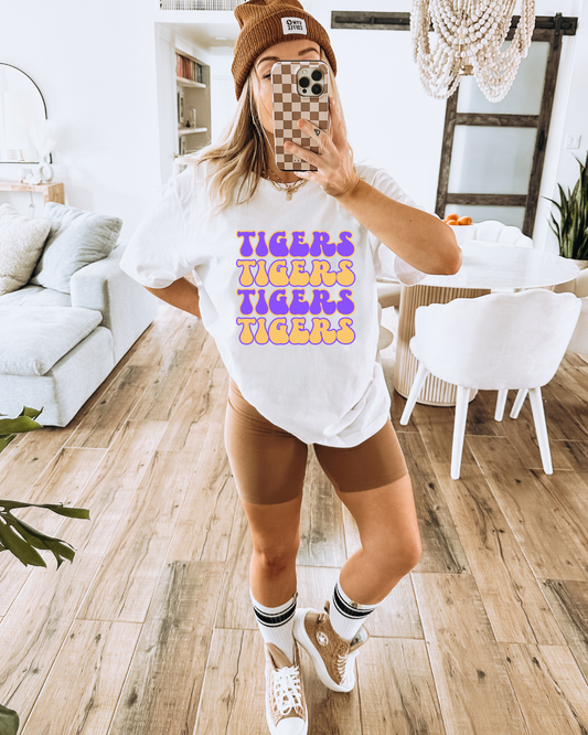 TIGERS TIGERS TIGERS LSU Adult Tee