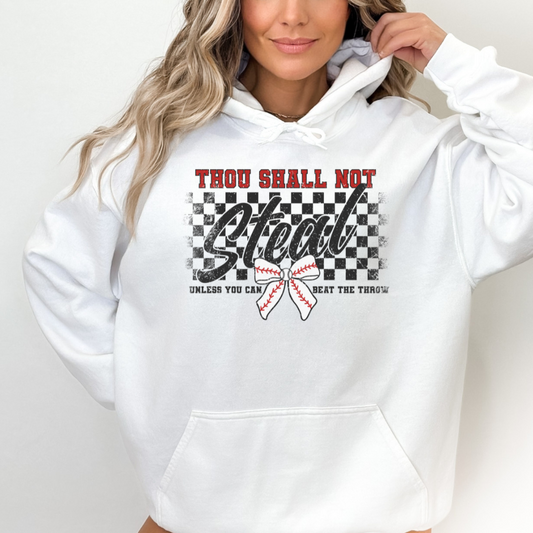 Thou Shall Not Steal Checkered Baseball Adult Graphic Hoodie