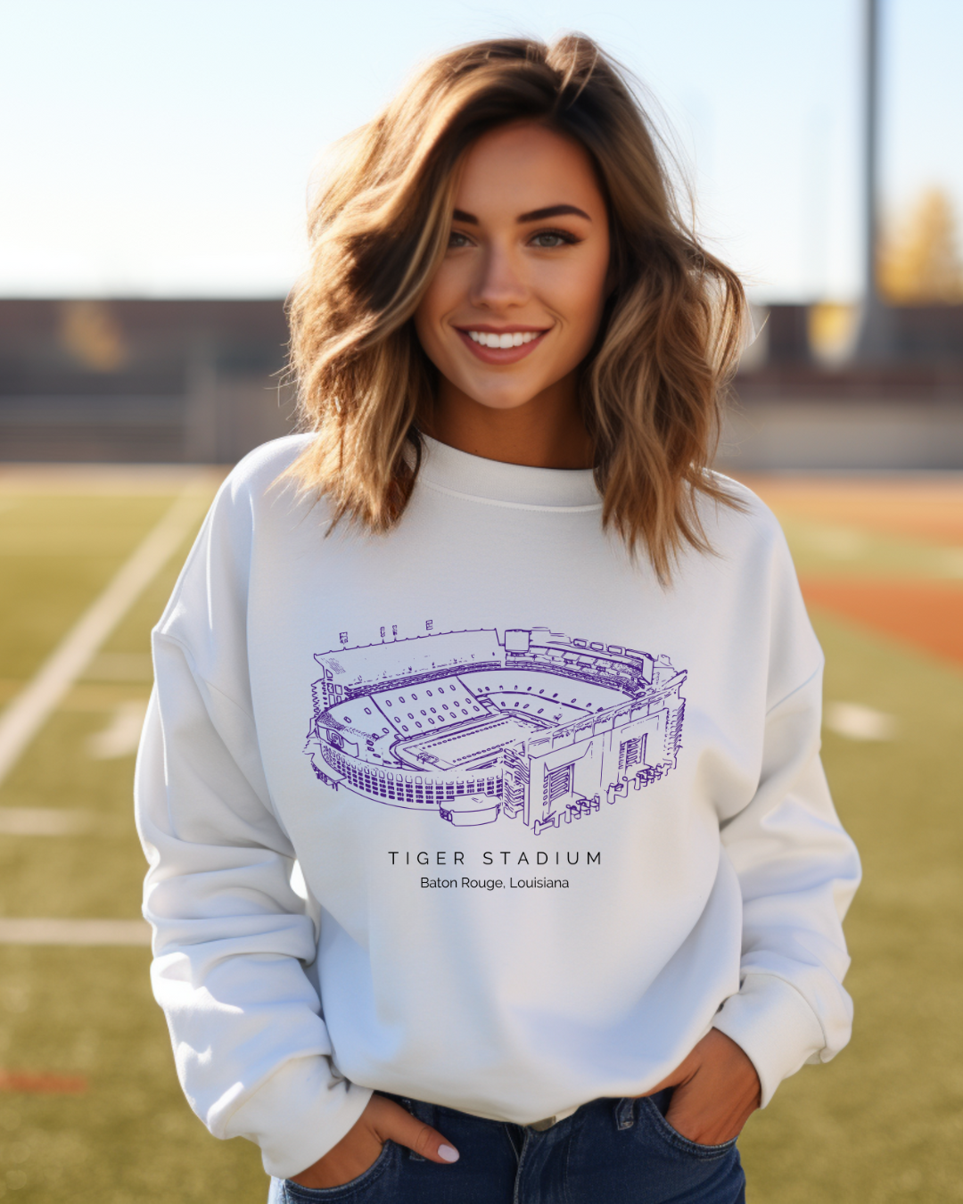 Tiger Stadium LSU Adult Crewneck Pullover