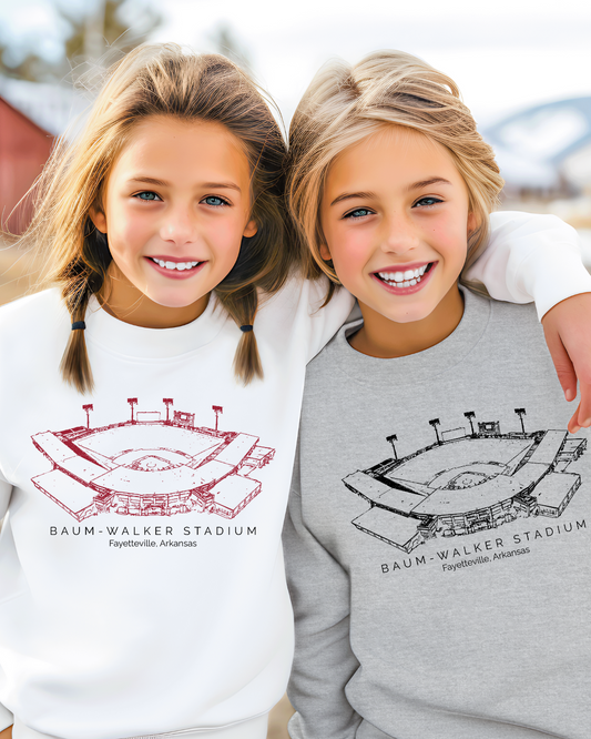 Baum-Walker Arkansas Razorback Stadium Youth Crewneck Pullover (Black)