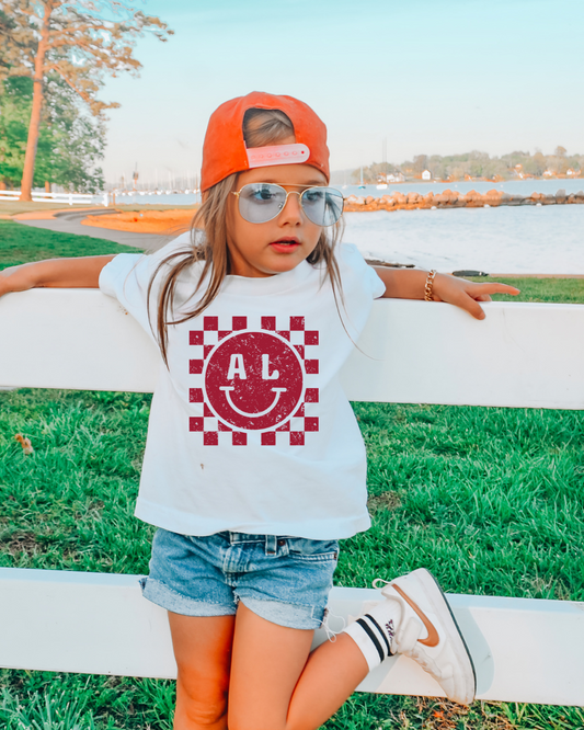 Alabama Checkered Smiley Youth Tee