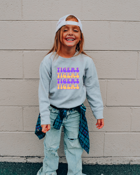 TIGERS TIGERS TIGERS LSU Youth Crewneck Pullover
