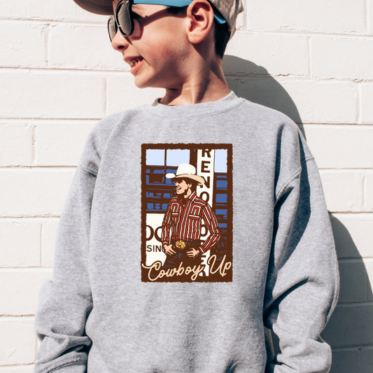 Cowboy Up Western Youth Graphic Sweatshirt