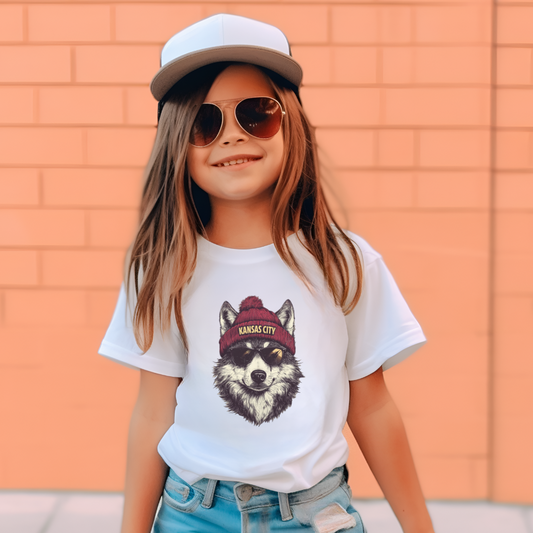 Kansas City Chiefs Wolf Beanie Youth Graphic Tee