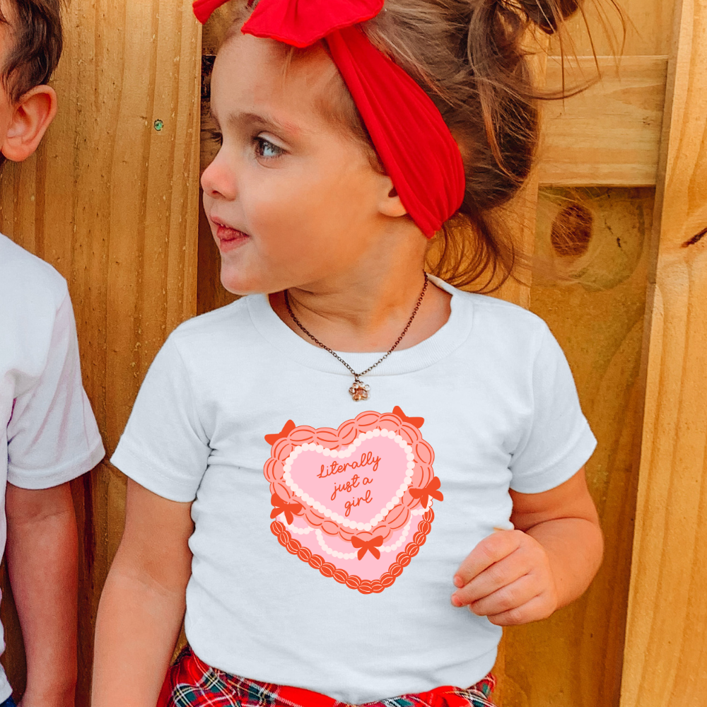 Literally Just A Girl Cake Valentine Youth Graphic Tee