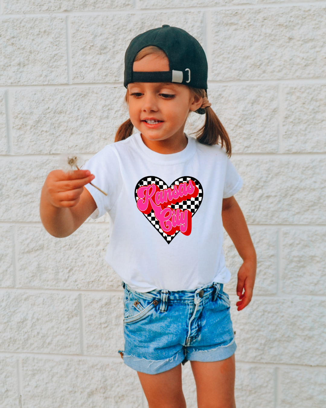 Kansas City Checkered Heart Youth Graphic Tee