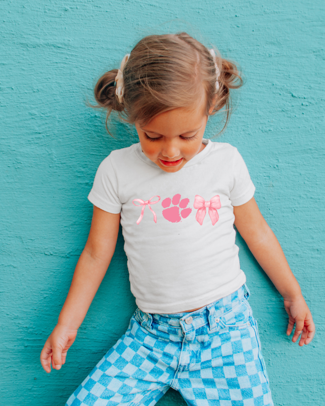 Clemson Tigers Bows PINK Youth Graphic Tee (PINK)
